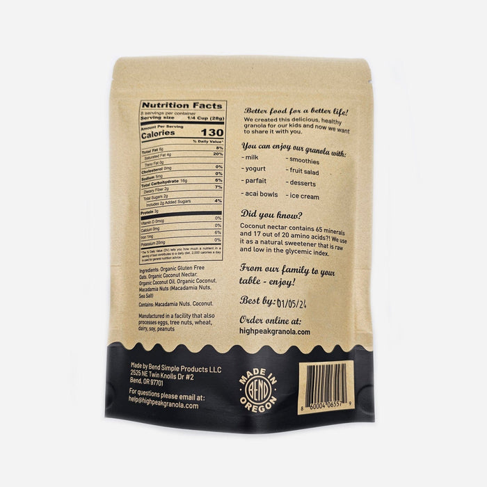 High Peak Granola Coconut Macadamia 8oz