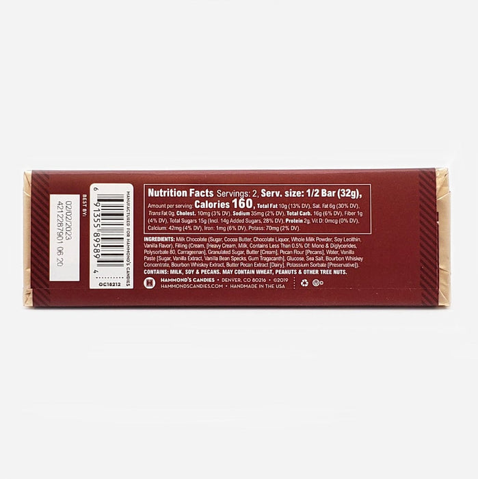 Hammond's Bourbon Pecan Pie Milk Chocolate Bar 2.25oz